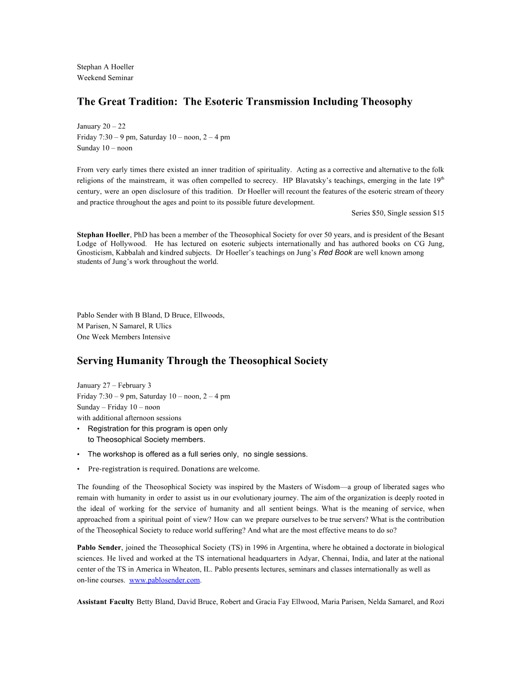 The Esoteric Transmission Including Theosophy Serving Humanity