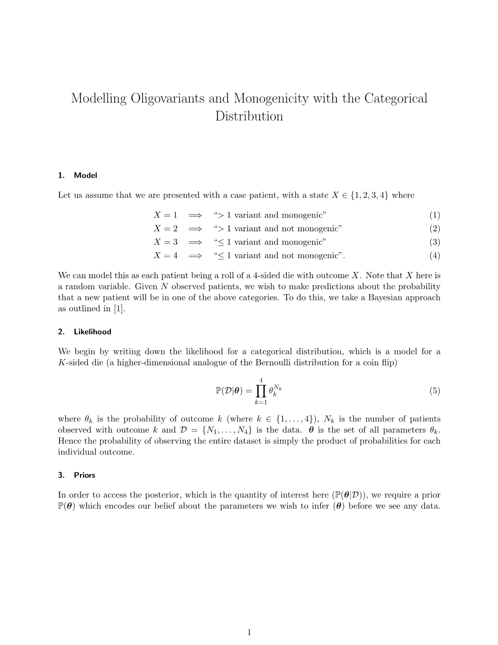 Modelling Oligovariants and Monogenicity with the Categorical Distribution