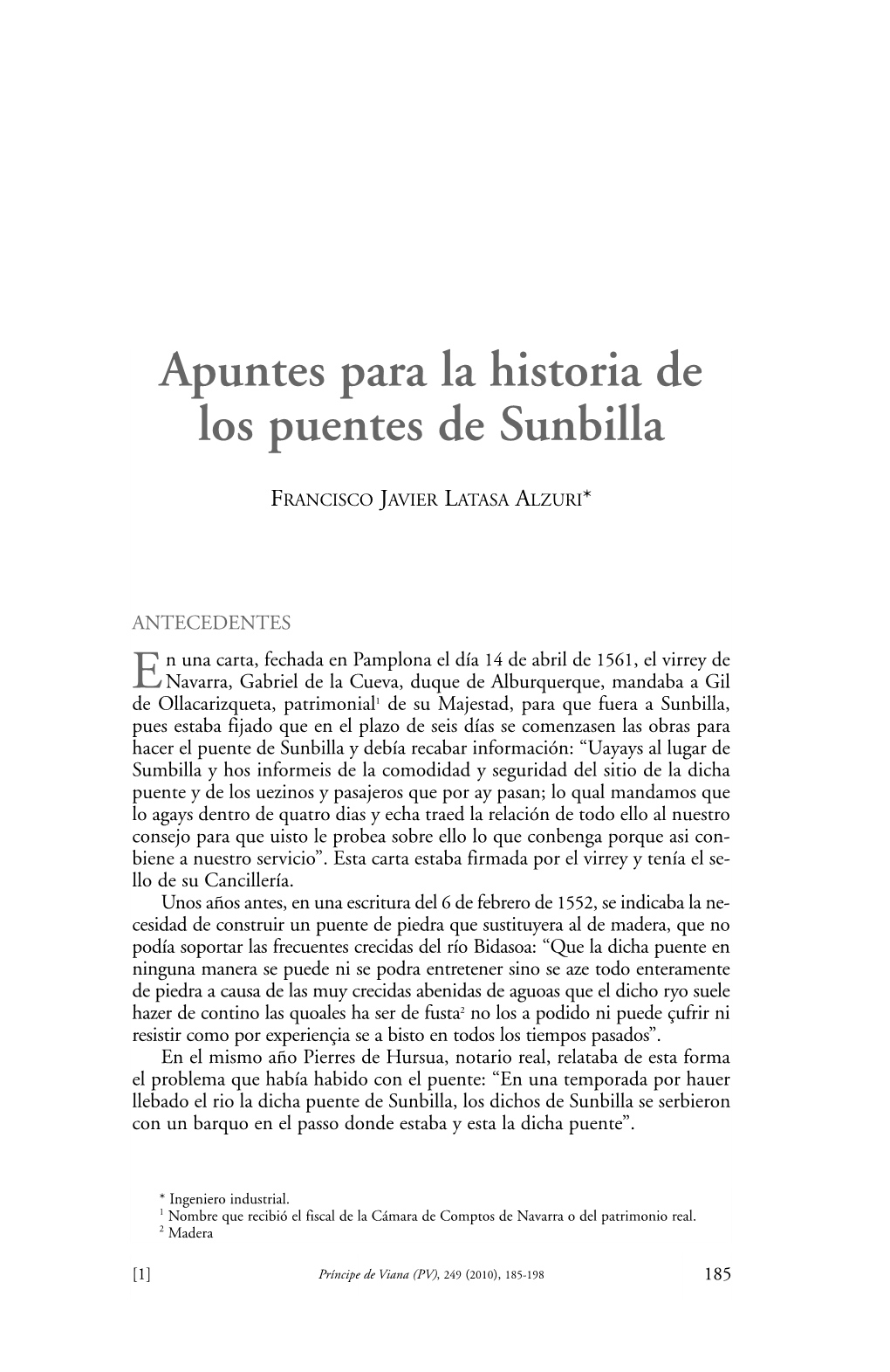 Apuntes Para La Historia De Los Puentes De Sunbilla