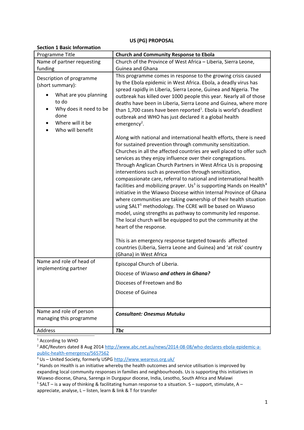 Section 1 Basic Information