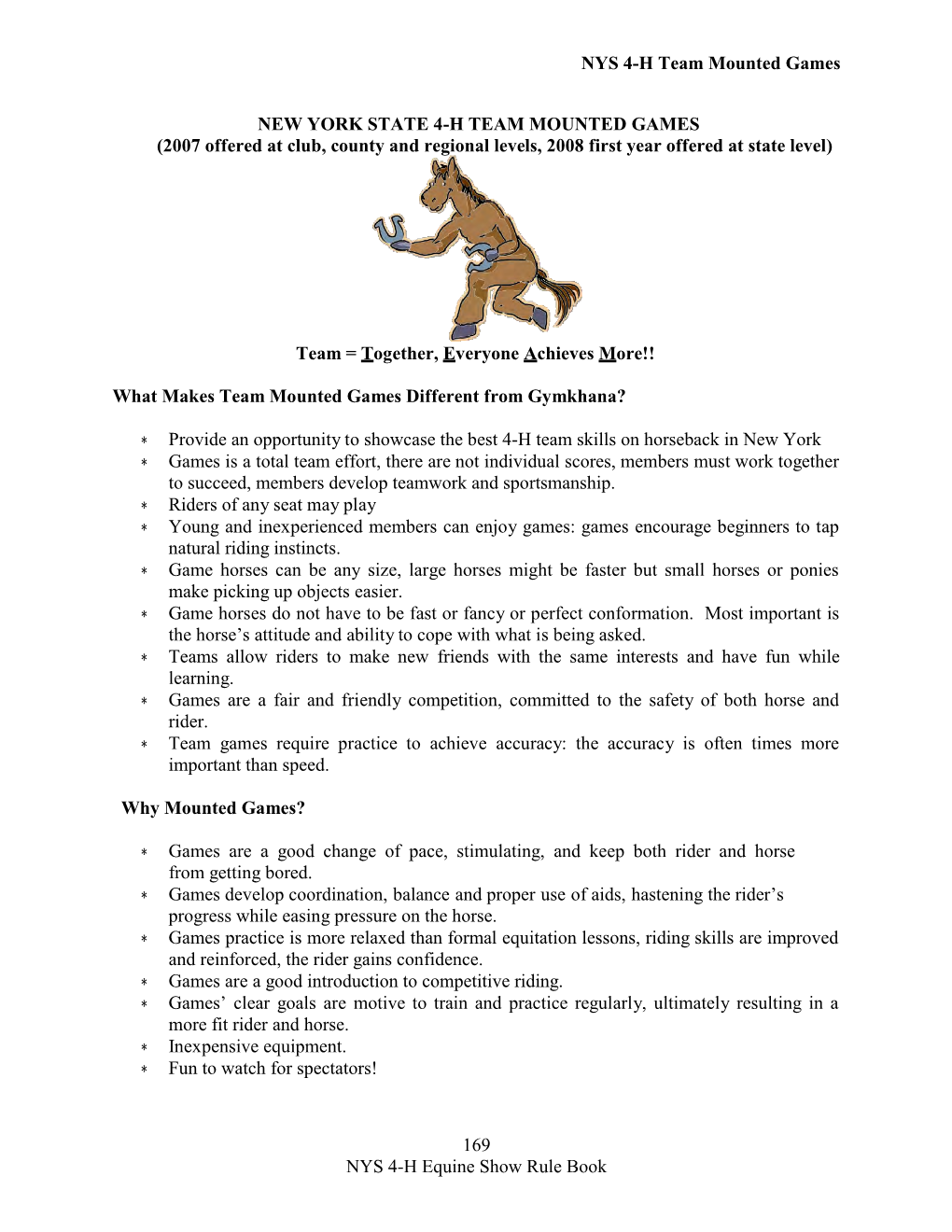 2018 NYS 4H Horse Program Equine Show Rule Book