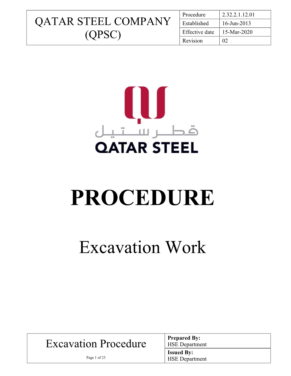 Excavation Permit Procedure