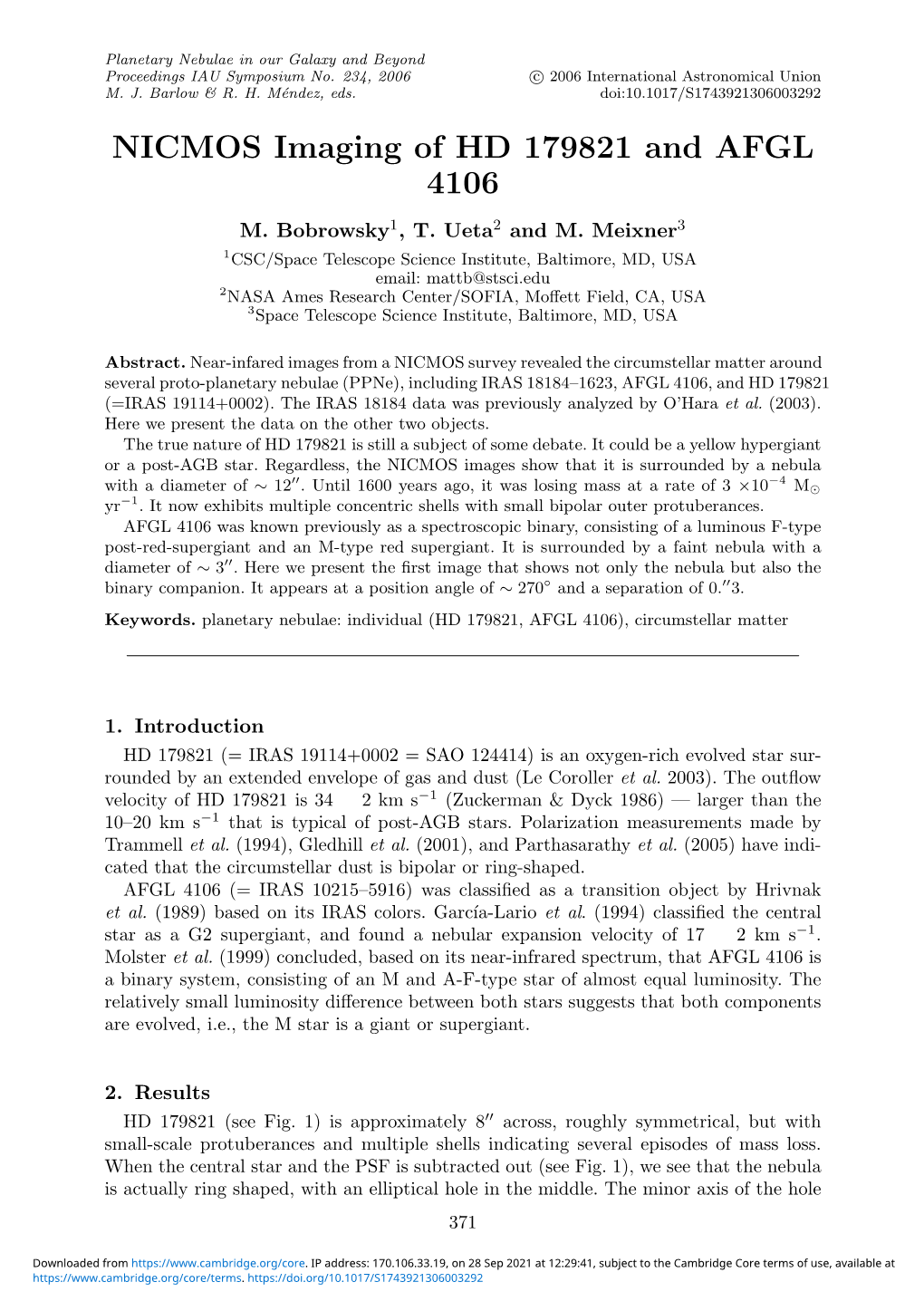 NICMOS Imaging of HD 179821 and AFGL 4106