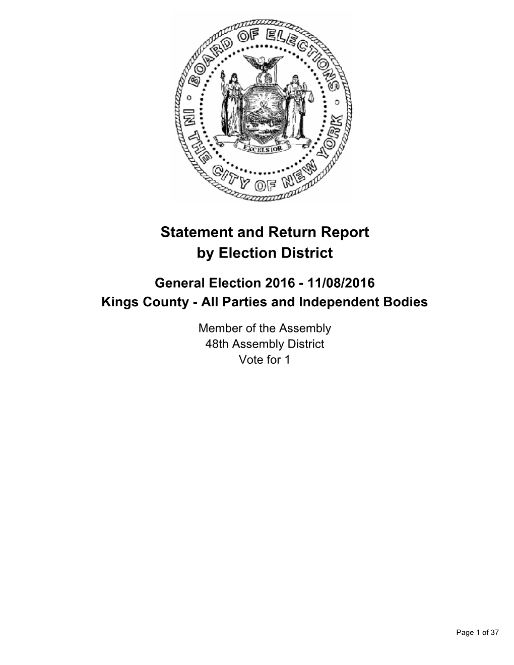 Statement and Return Report by Election District