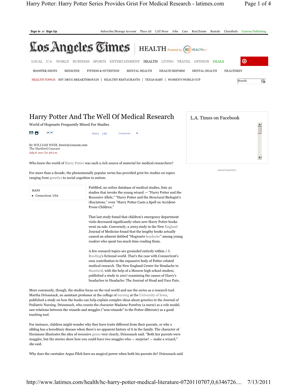 Harry Potter and the Well of Medical Research L.A