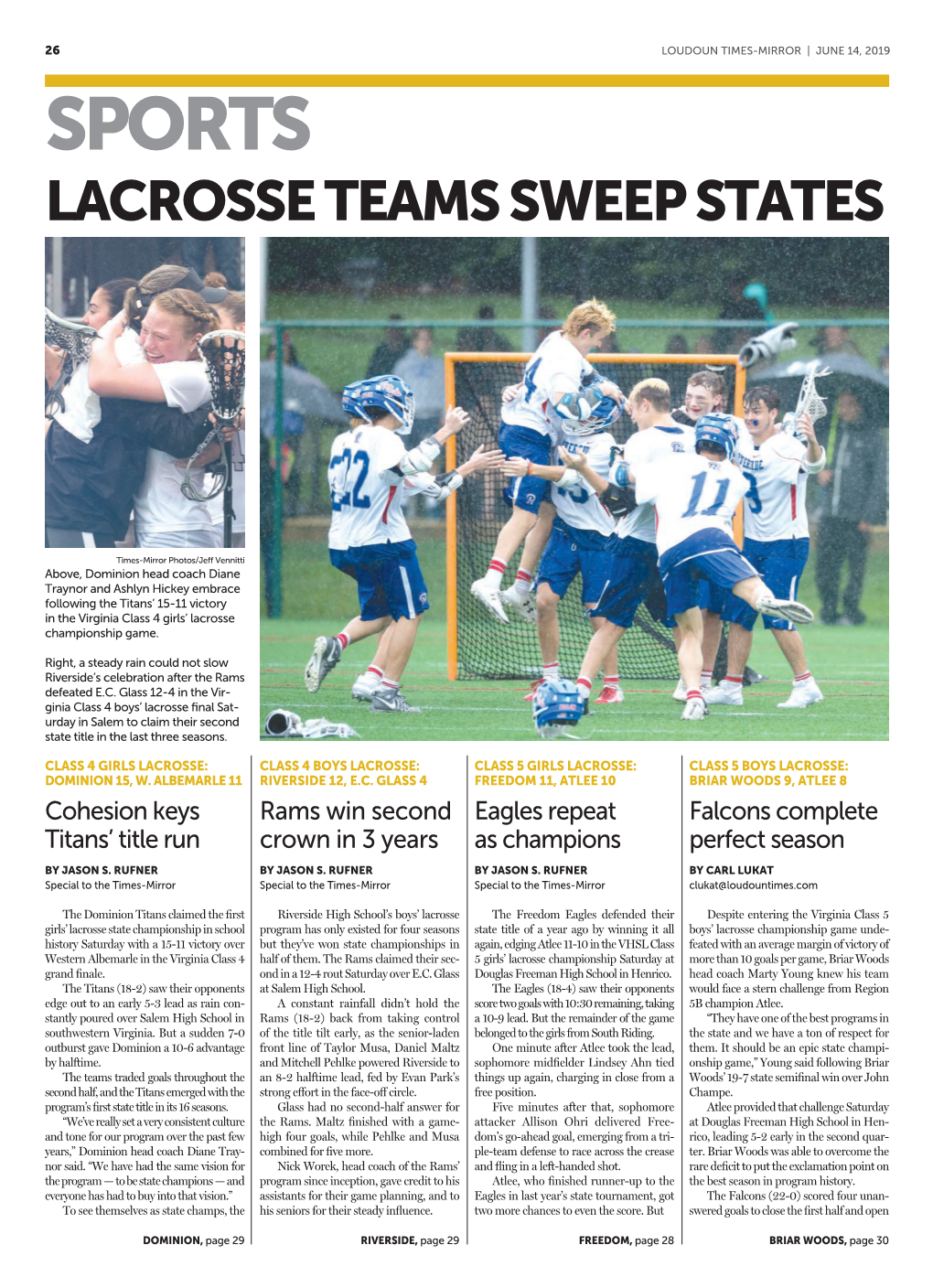 Sports Lacrosse Teams Sweep States