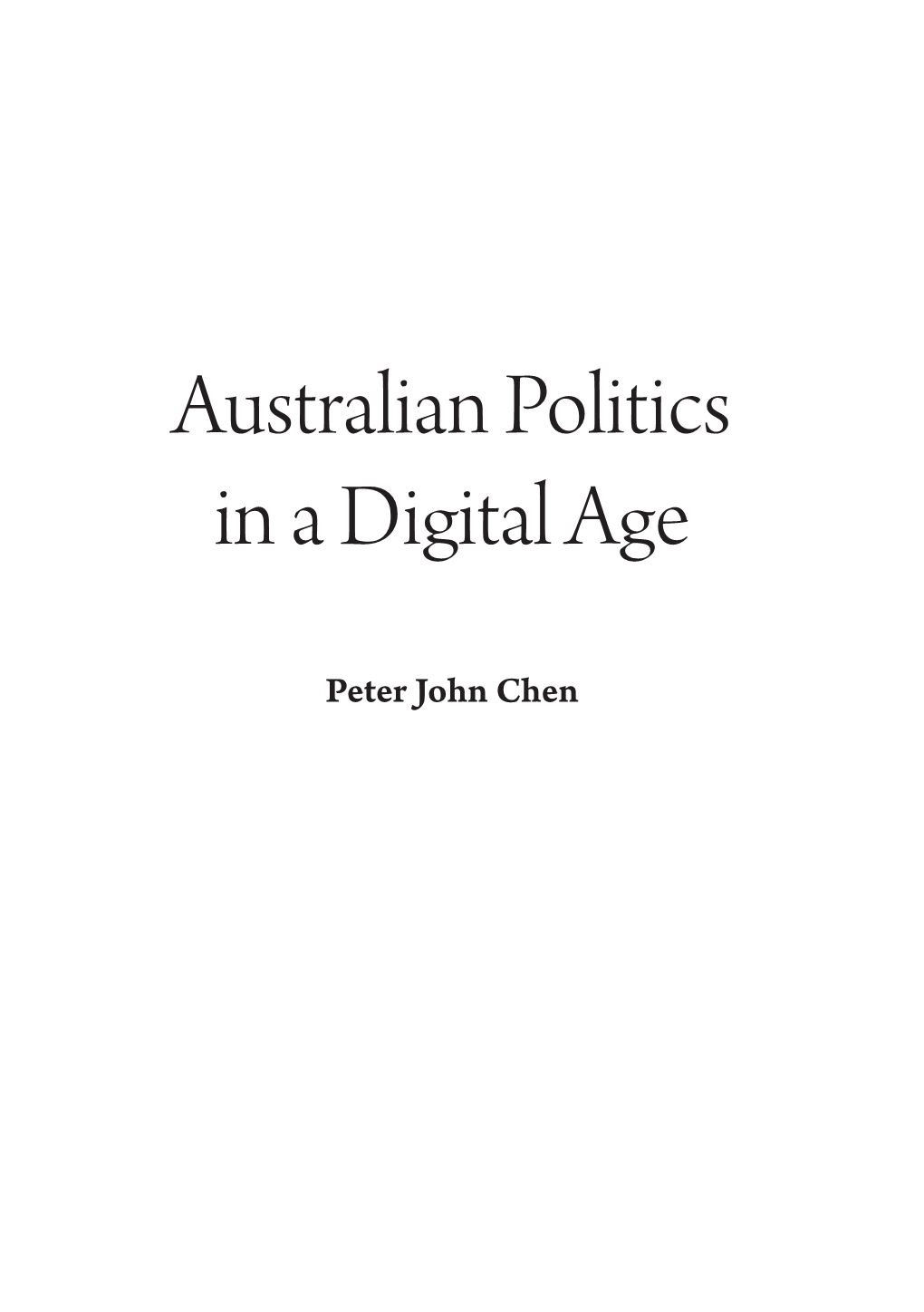 Australian Politics in a Digital Age