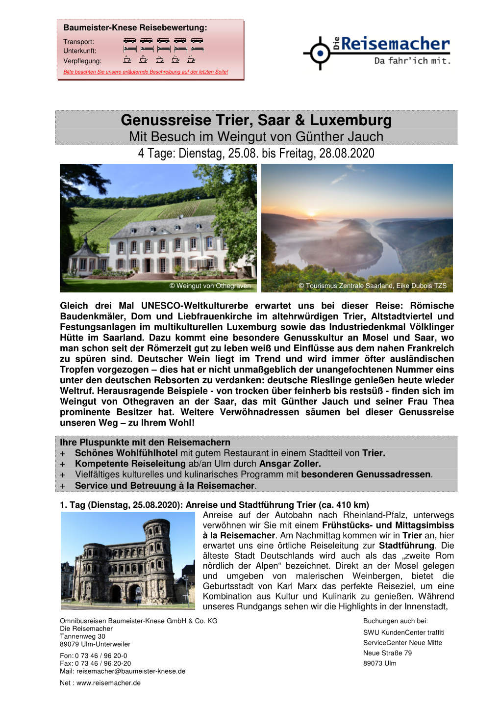 Genussreise Trier, Saar & Luxemburg