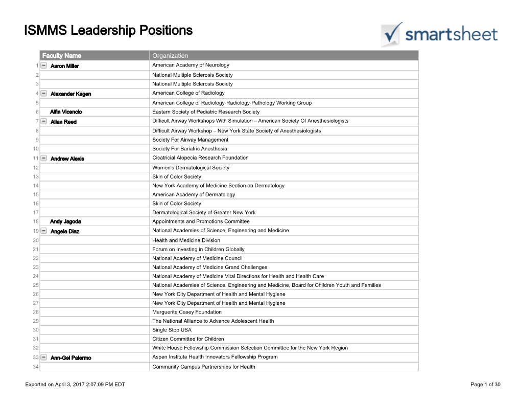 ISMMS Leadership Positions