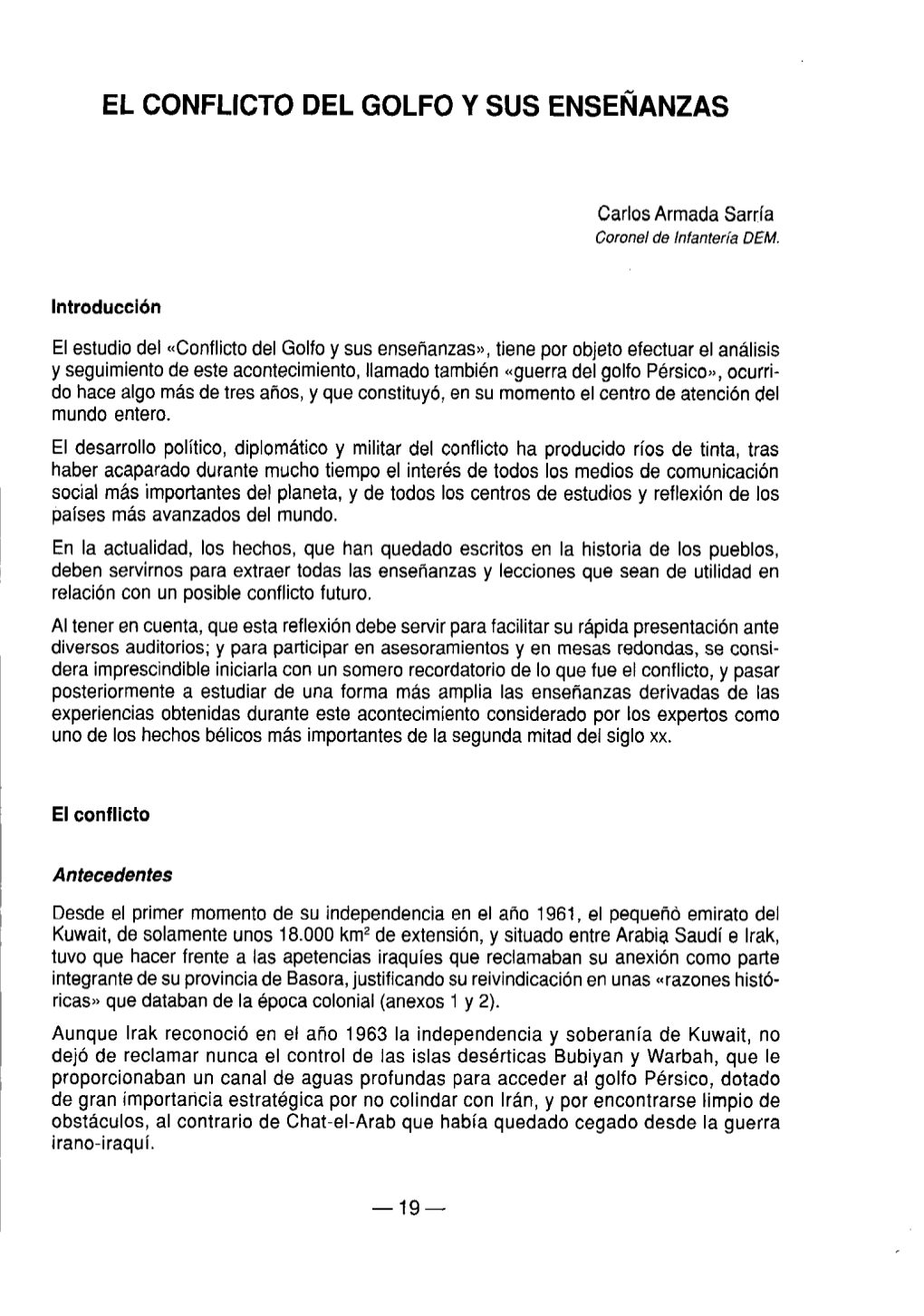 El Conflicto Del Golfo Y Sus Enseñanzas