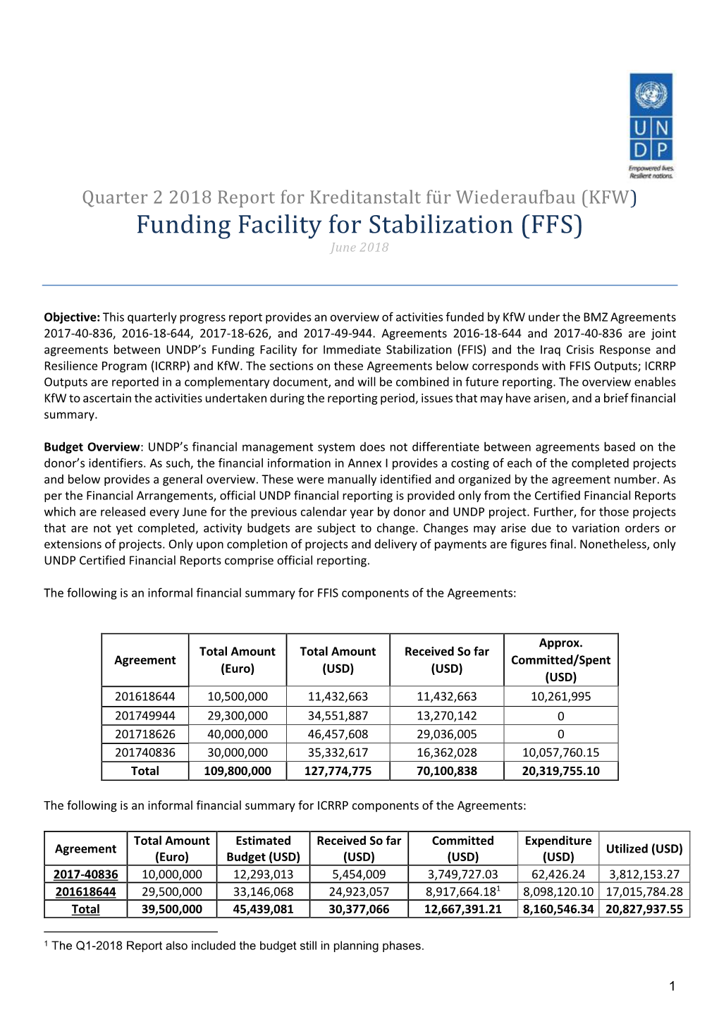 (KFW) Funding Facility for Stabilization (FFS) June 2018