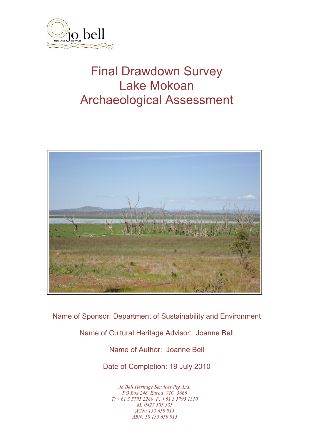 Final Drawdown Survey Lake Mokoan Archaeological Assessment