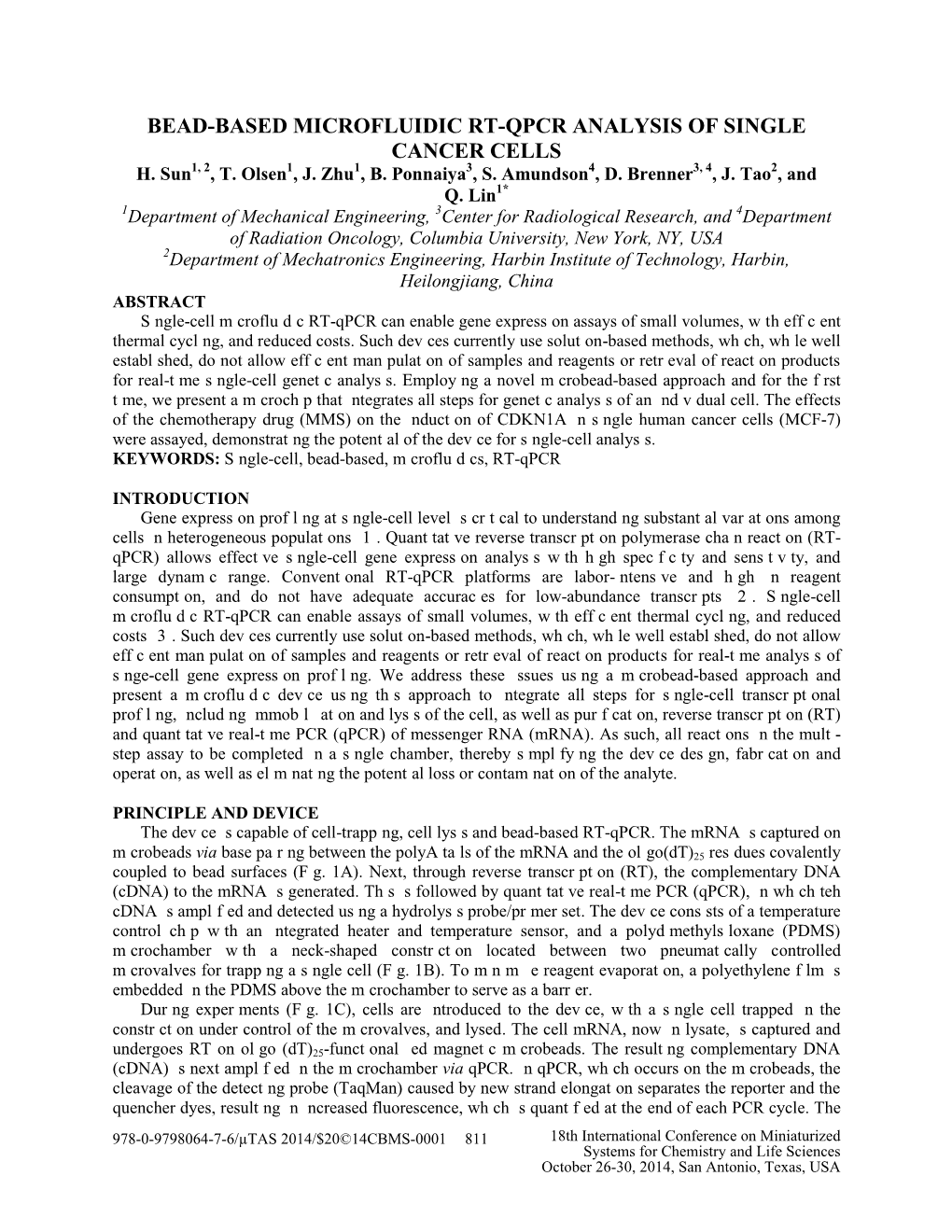 Bead-Based Microfluidic Rt-Qpcr Analysis of Single Cancer Cells H