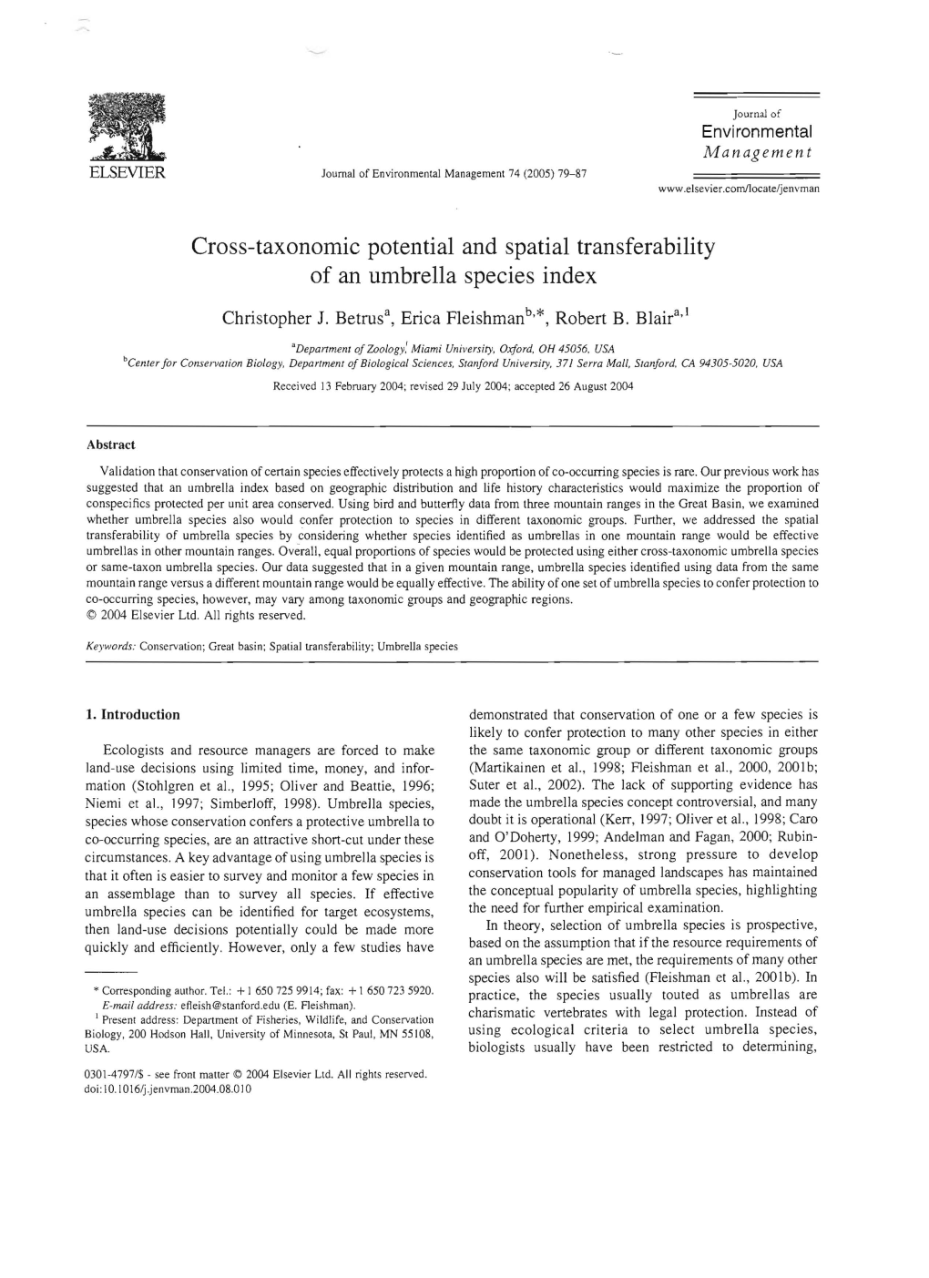 Cross-Taxonomic Potential and Spatial Transferability of an Un1brella Species Index