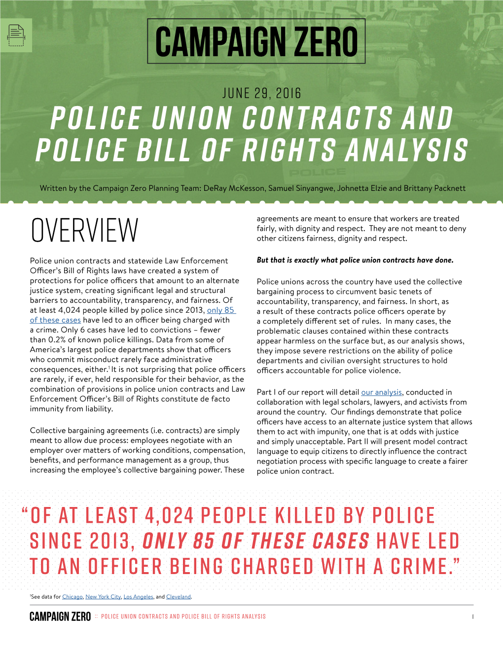 Police Union Contracts and Police Bill of Rights Analysis