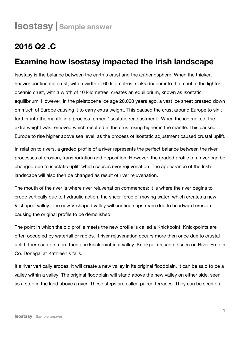 2015 Q2 .C Examine How Isostasy Impacted the Irish Landscape