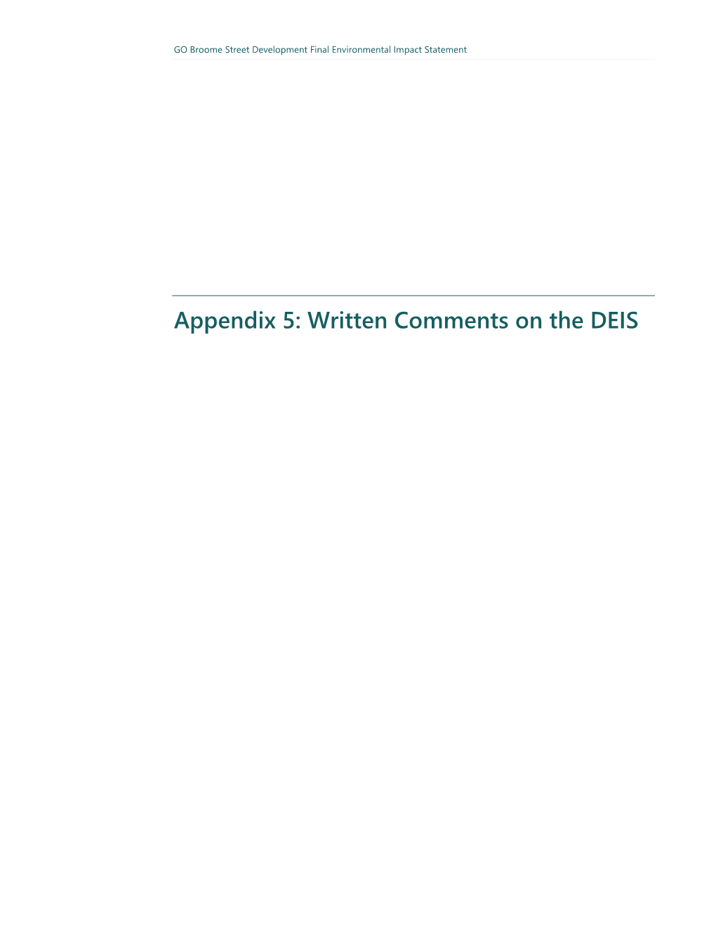 Appendix 5: Written Comments on the DEIS