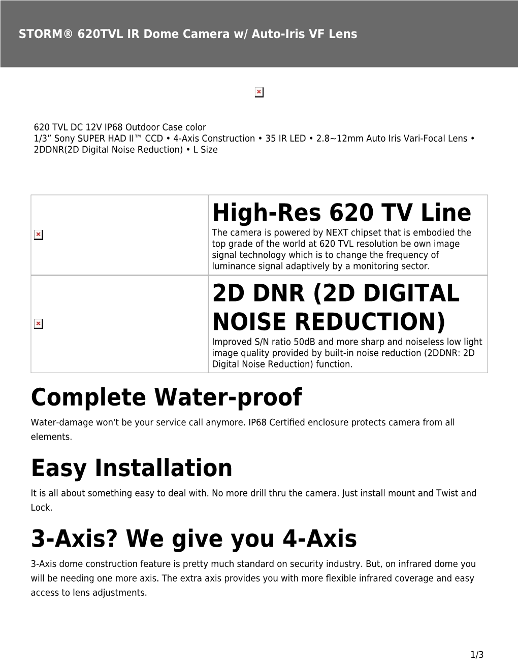 High-Res 620 TV Line 2D DNR (2D DIGITAL NOISE