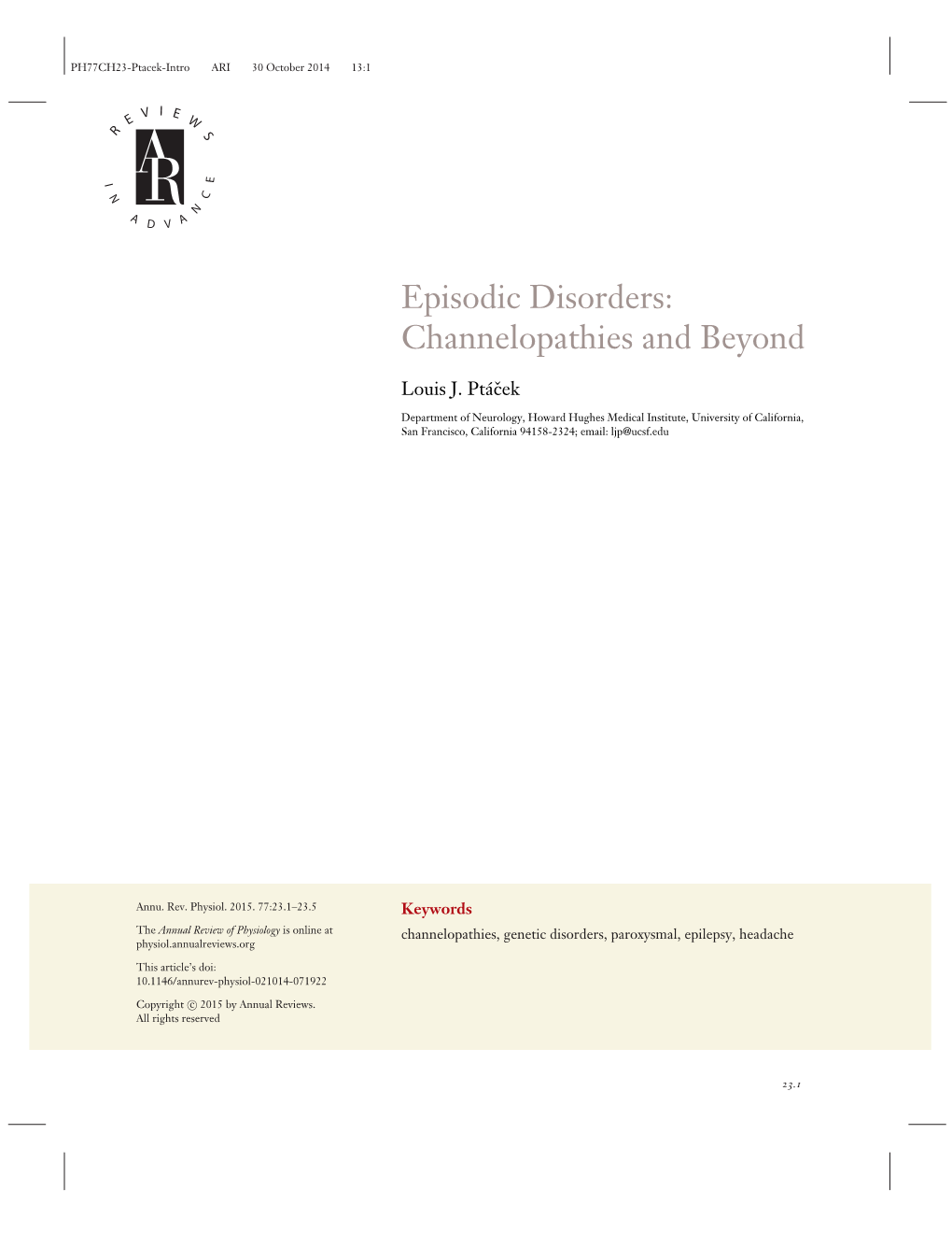 Episodic Disorders: Channelopathies and Beyond