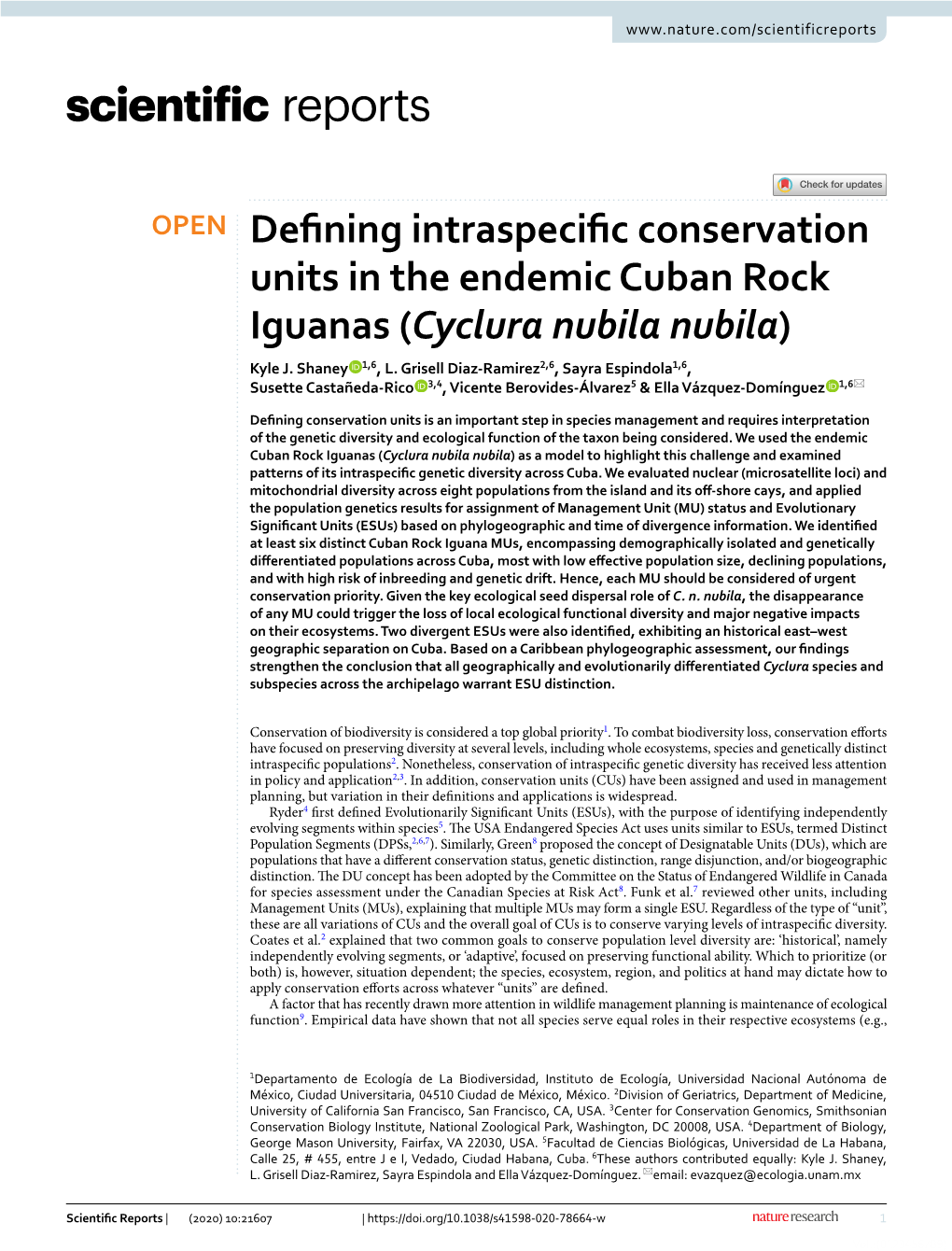 Defining Intraspecific Conservation Units in the Endemic Cuban Rock