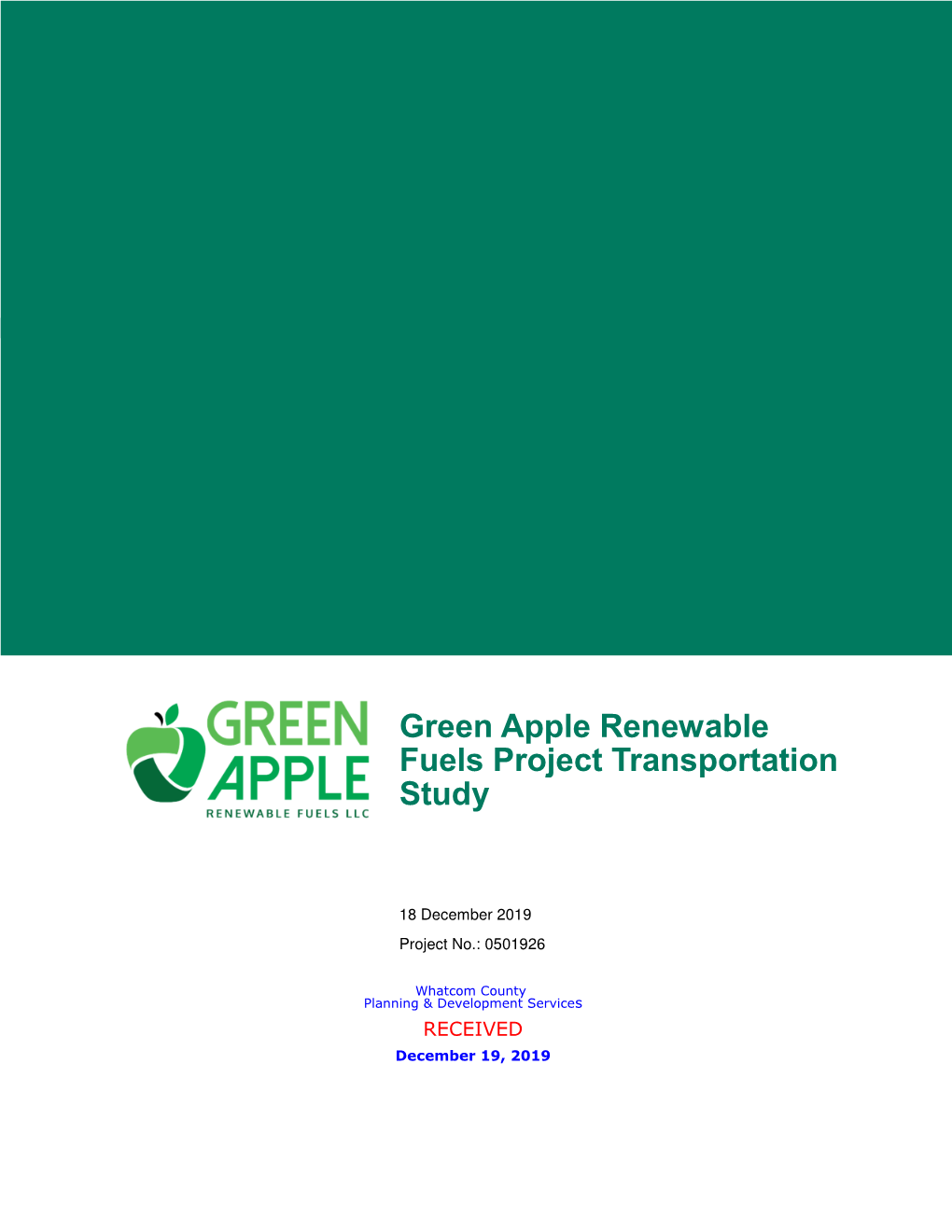 Green Apple Renewable Fuels Project Transportation Study