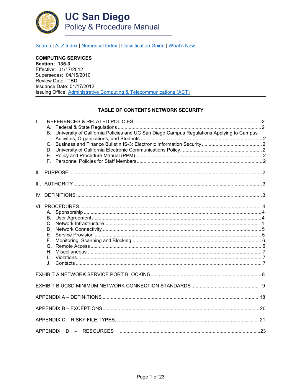 UC San Diego Policy & Procedure Manual ______