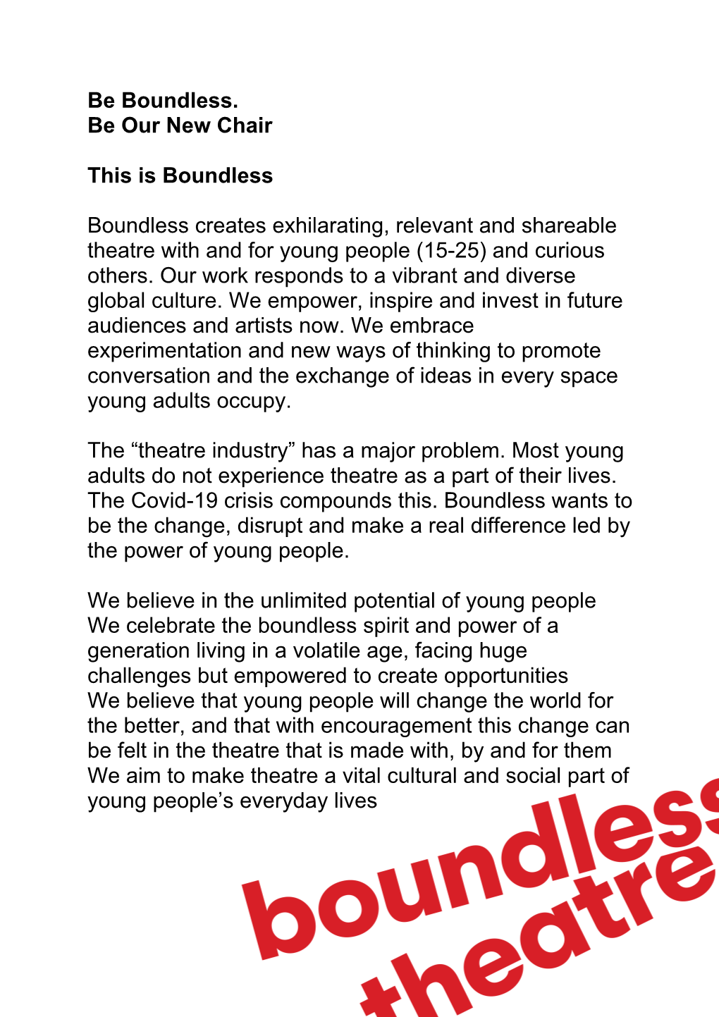 Be Boundless Be Our New Chair