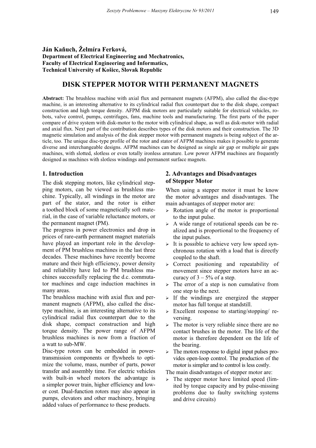 Disk Stepper Motor with Permanent Magnets