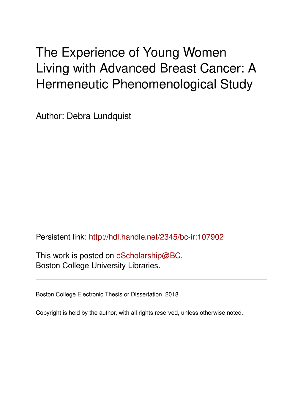 The Experience of Young Women Living with Advanced Breast Cancer: a Hermeneutic Phenomenological Study