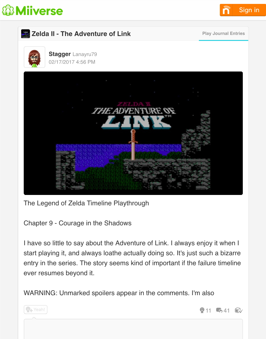Zelda II - the Adventure of Link Play Journal Entries