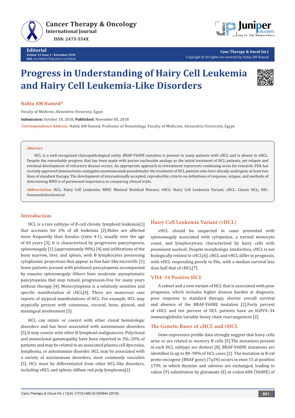 Progress in Understanding of Hairy Cell Leukemia and Hairy Cell Leukemia-Like Disorders