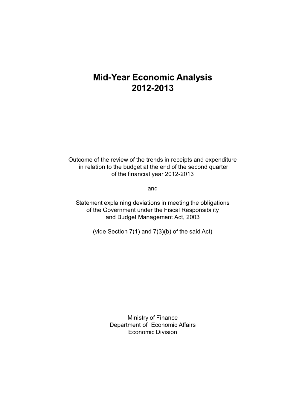 Mid-Year Economic Analysis 2012-2013