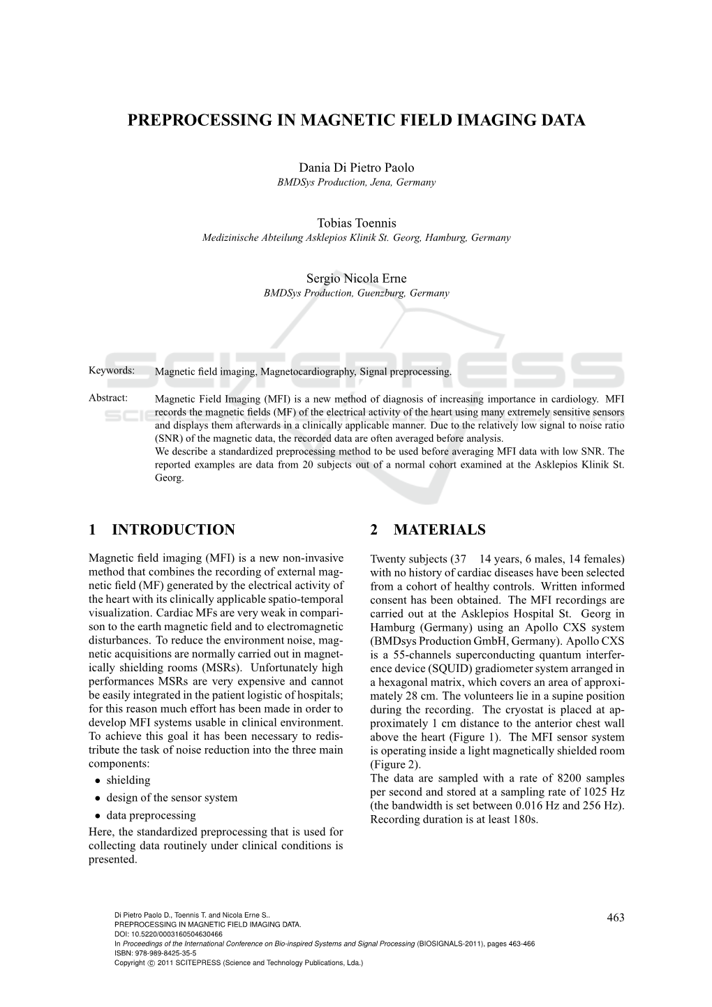 Preprocessing in Magnetic Field Imaging Data