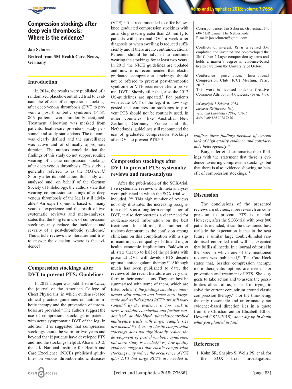 Compression Stockings After Deep Vein Thrombosis