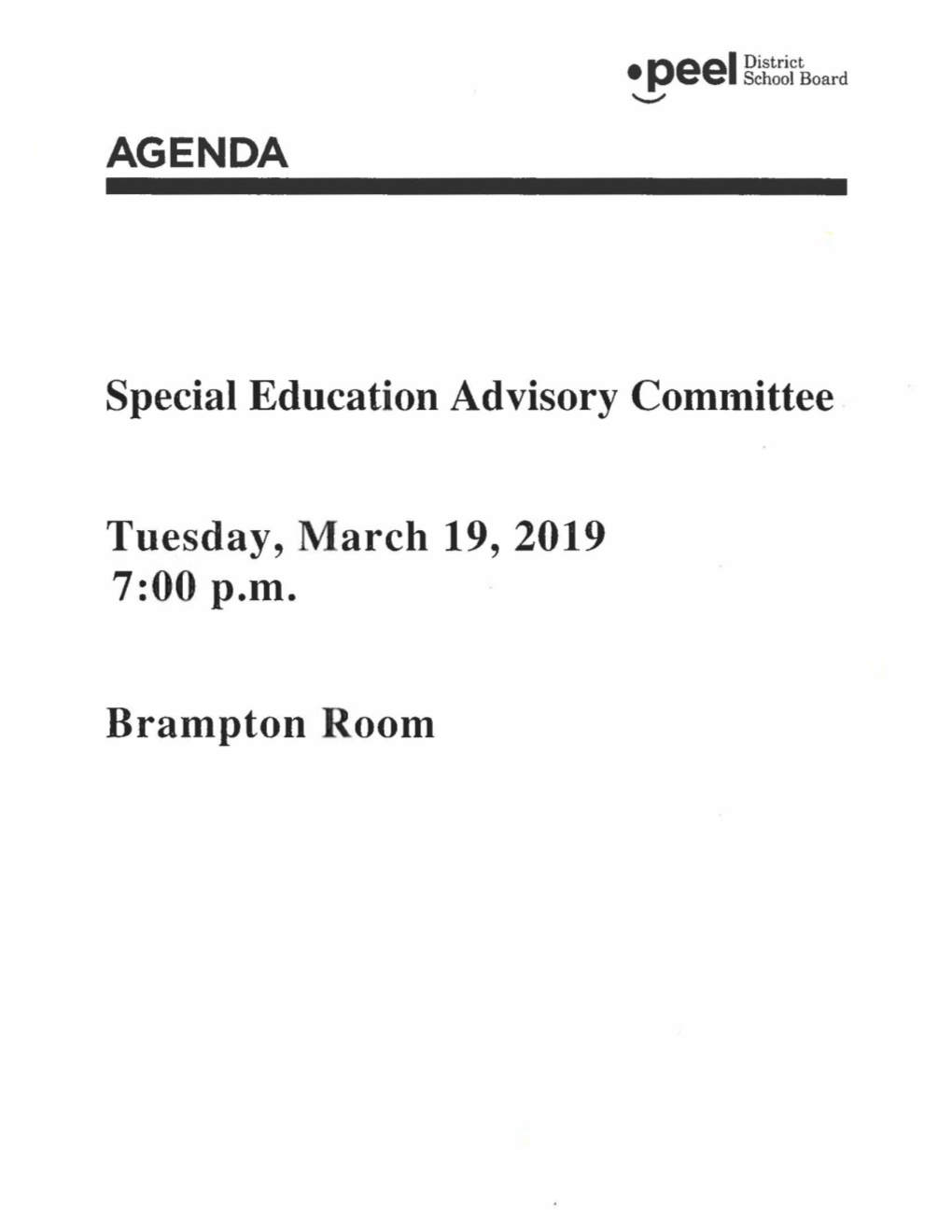 Special Education Advisory Committee Tuesday, March 19