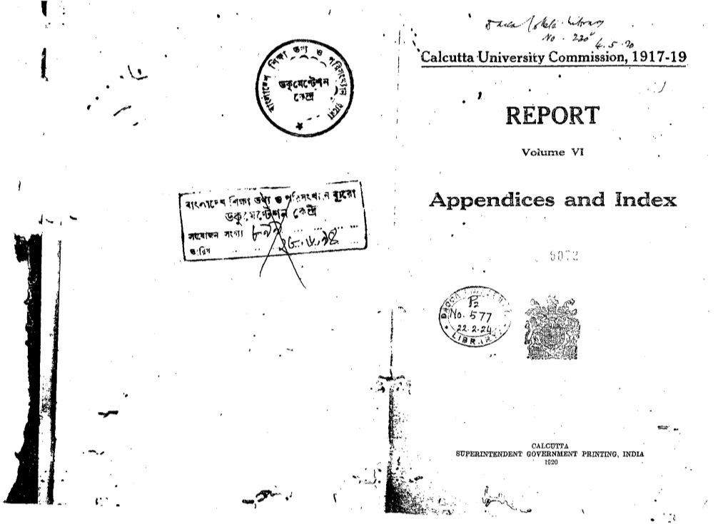 Calcutta University Commission, 1917-19 R