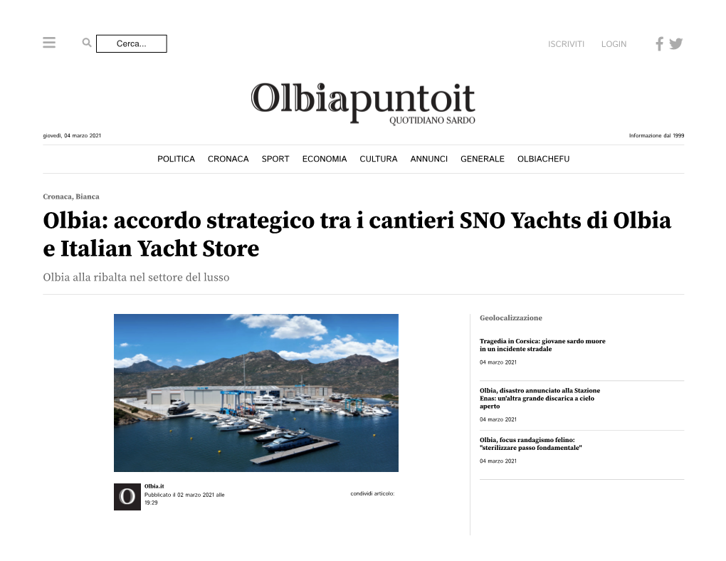 Accordo Strategico Tra I Cantieri SNO Yachts Di Olbia E Italian Yacht Store Olbia Alla Ribalta Nel Settore Del Lusso