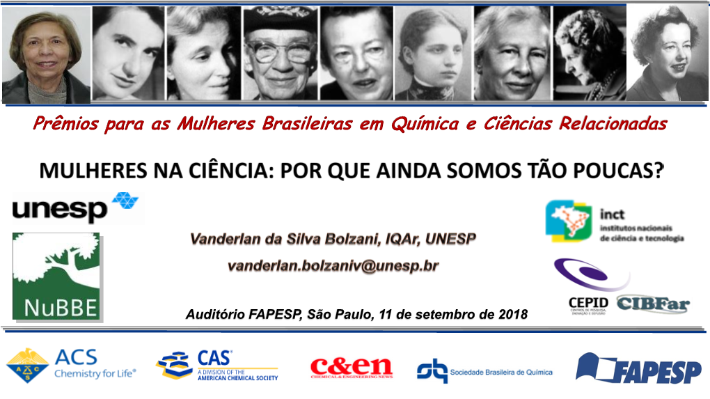 Prêmios Para As Mulheres Brasileiras Em Química E Ciências Relacionadas
