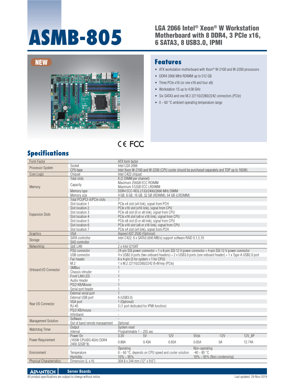 Asmb-805 6 Sata3, 8 Usb3.0, Ipmi