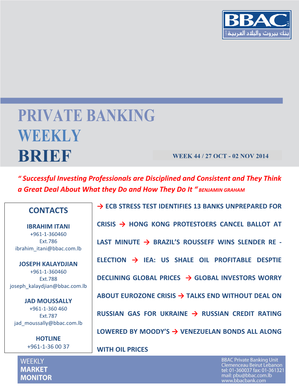 Private Banking Weekly Brief