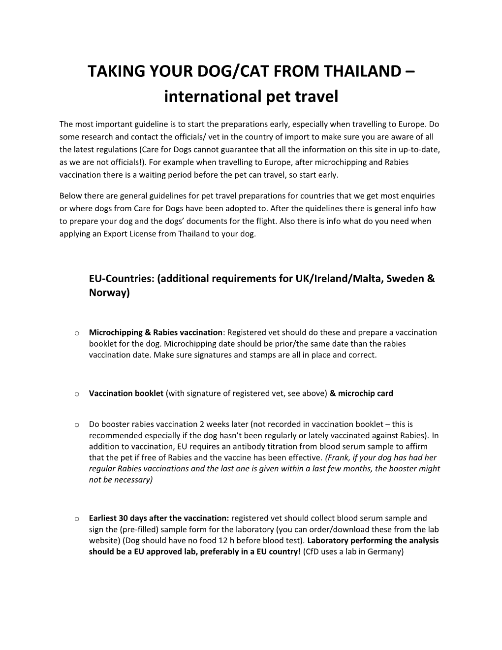 TAKING YOUR DOG/CAT from THAILAND – International Pet Travel