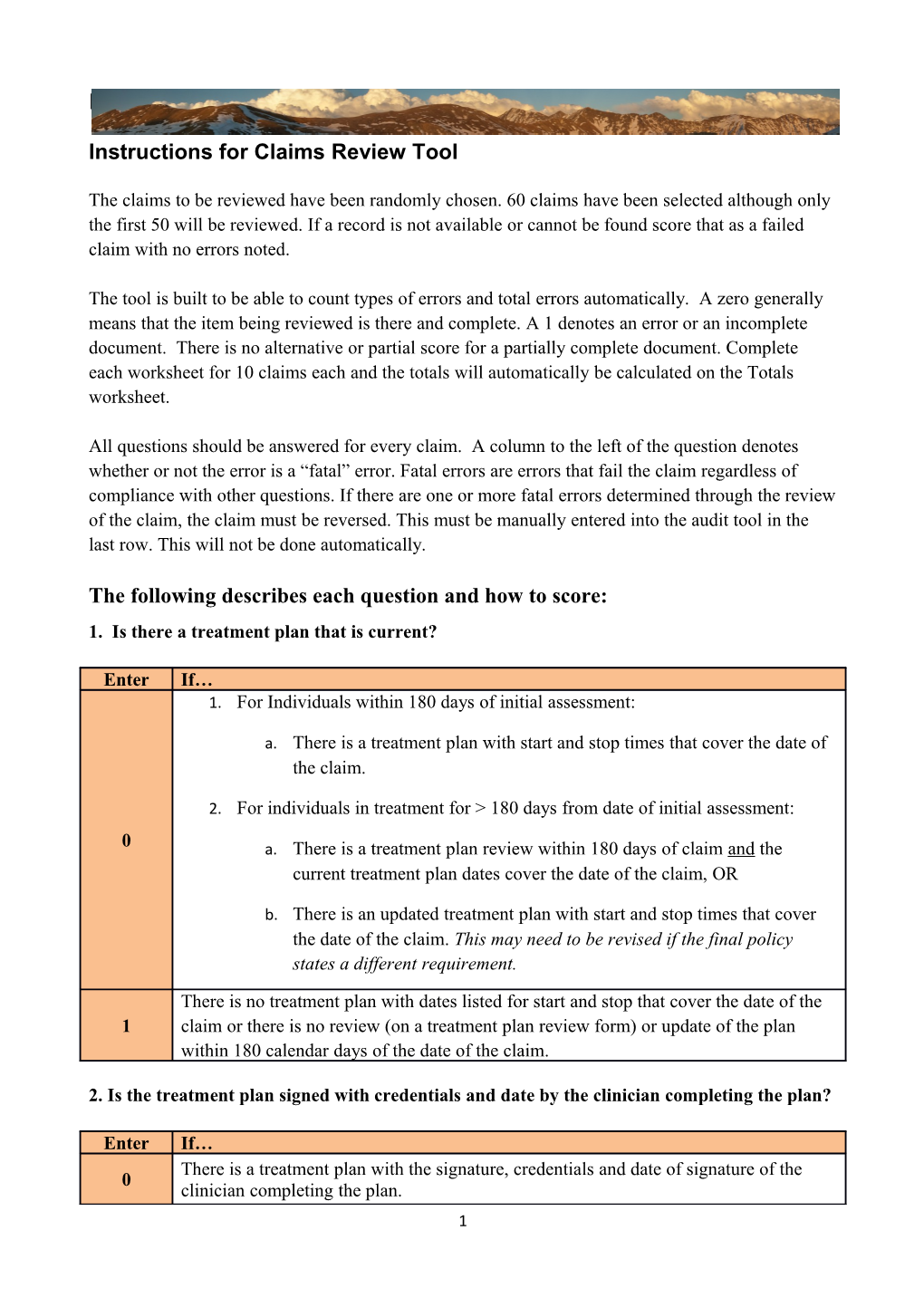 Instructions for Claims Review Tool