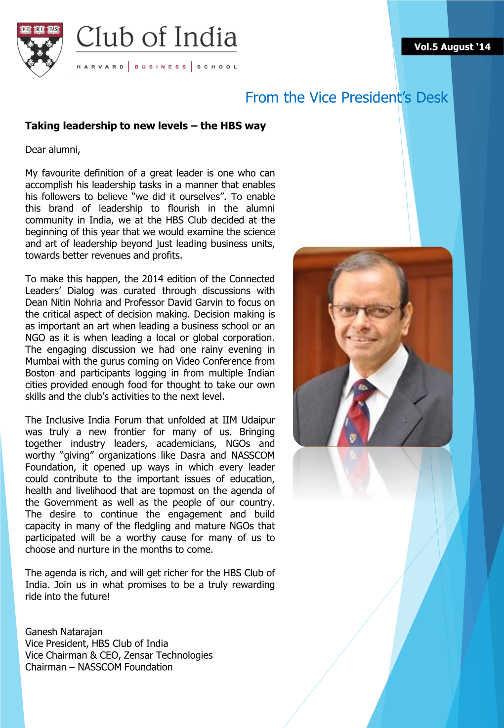 HBS Club of India, Vol. 5, August 2014 (PDF)