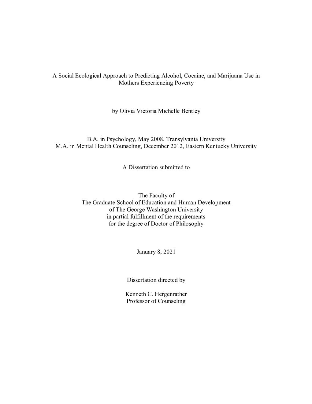 A Social Ecological Approach to Predicting Alcohol, Cocaine, and Marijuana Use in Mothers Experiencing Poverty