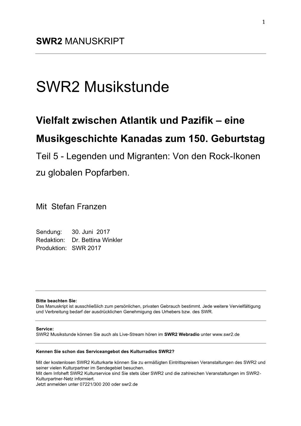 SWR2 Musikstunde