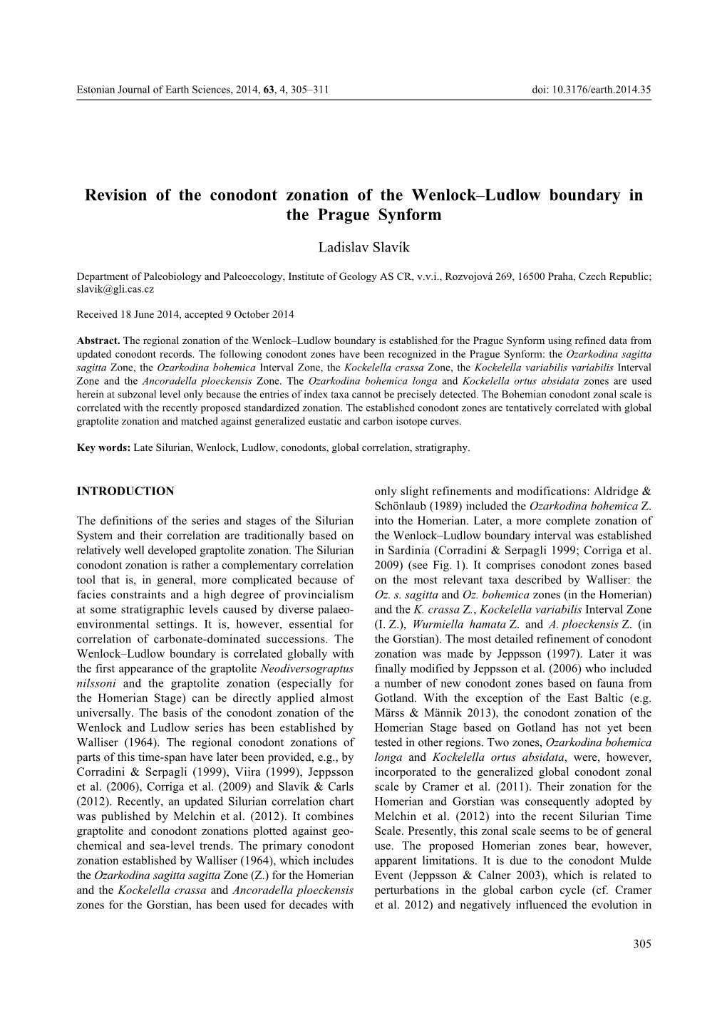 Revision of the Conodont Zonation of the Wenlock–Ludlow Boundary in the Prague Synform