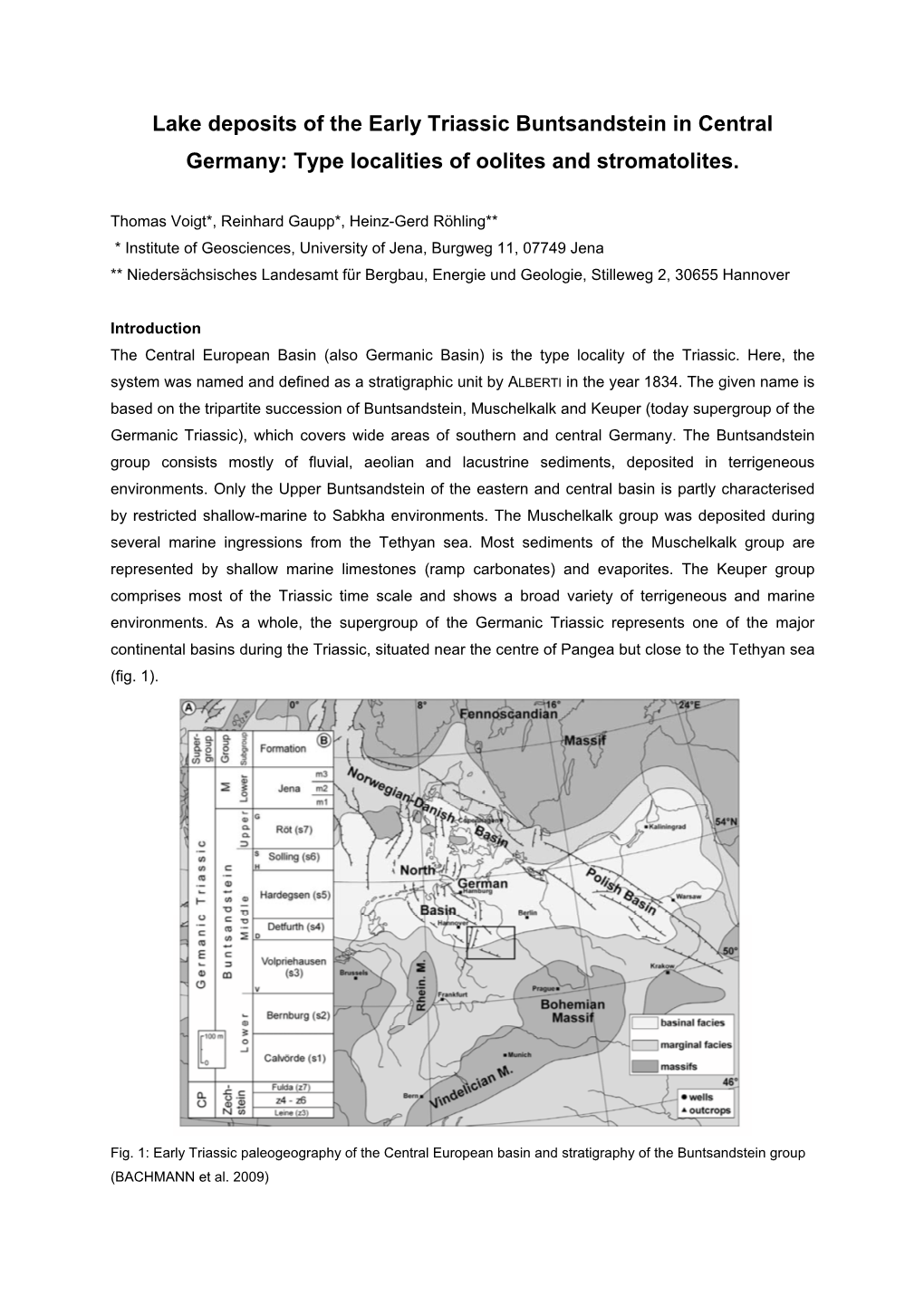 Lake Deposits of the Early Triassic Buntsandstein in Central Germany: Type Localities of Oolites and Stromatolites