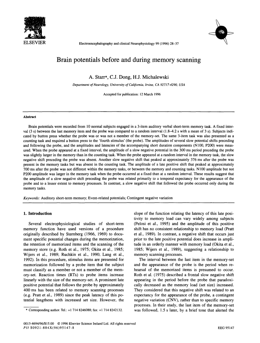 Brain Potentials Before and During Memory Scanning