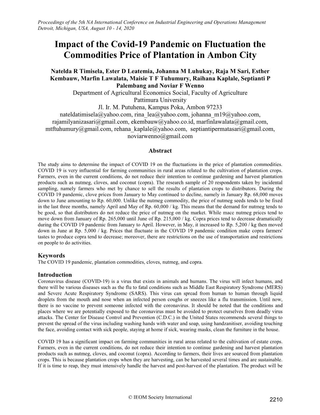 ID 467 Impact of the Covid-19 Pandemic on Fluctuation The