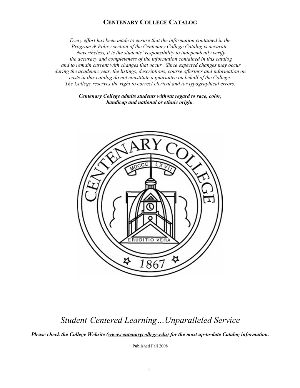 Centenary College Catalog